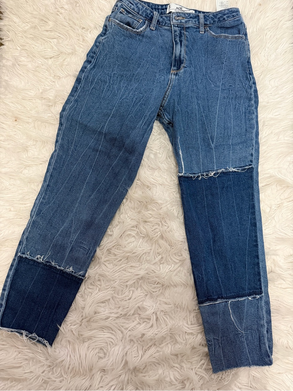Hollister Two-Tone Blue Patchwork Boyfriend Jeans